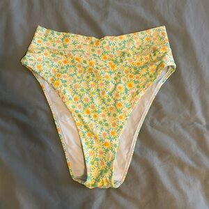 Aerie Yellow and Green Daisy Bikini Bottoms